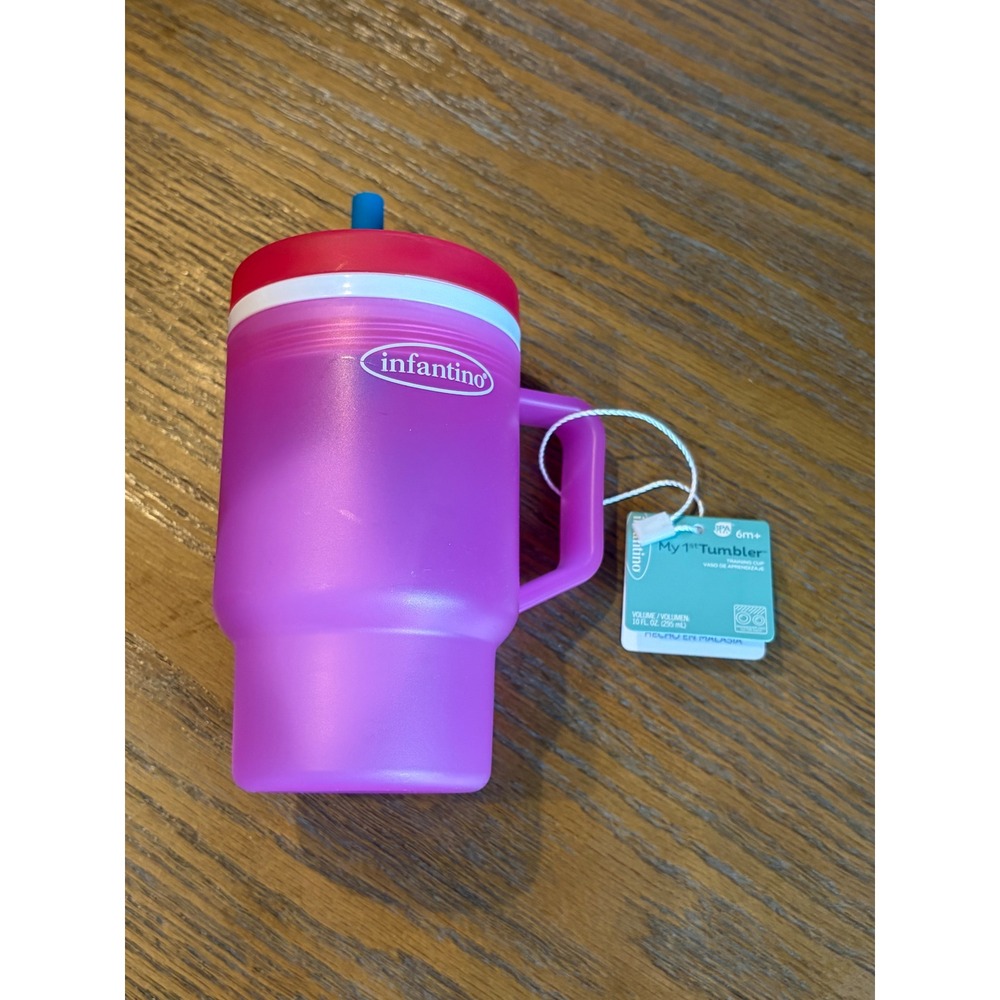 Infantino My 1st Tumbler Training Cup Purple Red 10oz BPA Free 208071 6m+